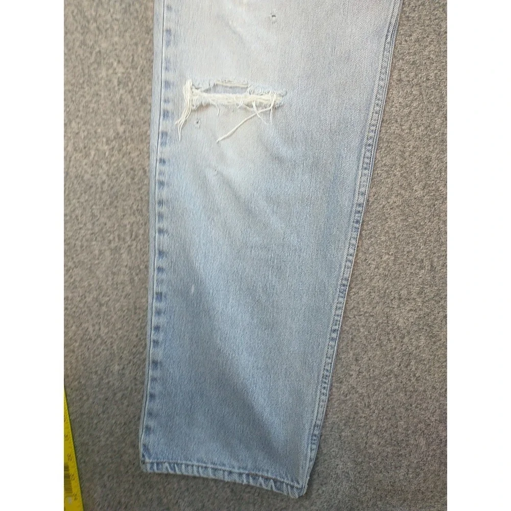 Levis 550 Relaxed Fit Tapered Leg Distressed Jeans Light Wash Mens 34x31 Vintage